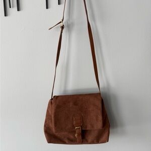 Brown Suede Crossbody Bag